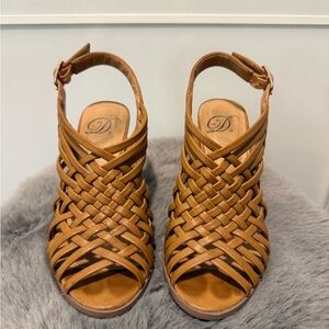 Delicious Tan Woven Heels